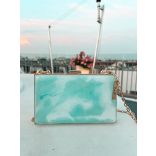 " Mentazöld-fehér és kék-fehér epoxi gyanta 2in1 clutch táska"#01