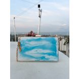 " Mentazöld-fehér és kék-fehér epoxi gyanta 2in1 clutch táska"#01