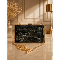   " Fekete-arany-fehér 2in1 kétoldalas epoxi gyanta clutch táska" ˇ#04