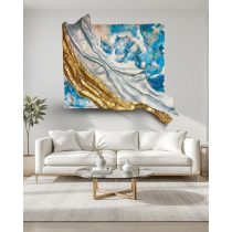   "Kék-arany 3D absztrakt stílusú modern festmény 100cmx120cm"#01