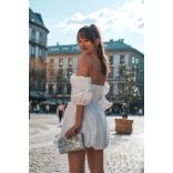 "Ezüst fehér epoxi gyanta 3D virágos clutch táska"#01