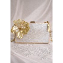  "Arany-fehér epoxi gyanta 3D-s virágos clutch táska"04