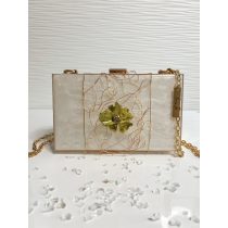   "Fehér-arany epoxi gyanta virágos clutch táska"#06