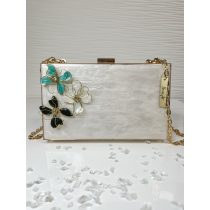   "Fehér-színes virágos epoxi gyanta clutch táska"#08