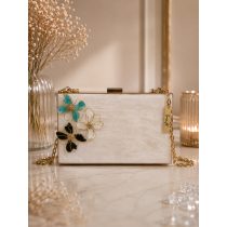   "Fehér-színes virágos epoxi gyanta clutch táska"#08