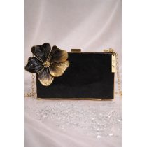   "Arany-fekete epoxi gyanta 3D-s virágos clutch táska"12