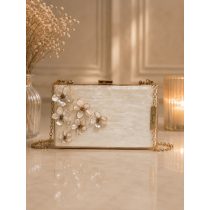 "fehér-arany 3D epoxi gyanta clutch táska"#13