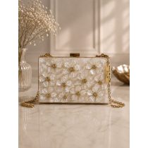 "Fehér-arany 3D-s epoxi gyanta clutch táska"#14