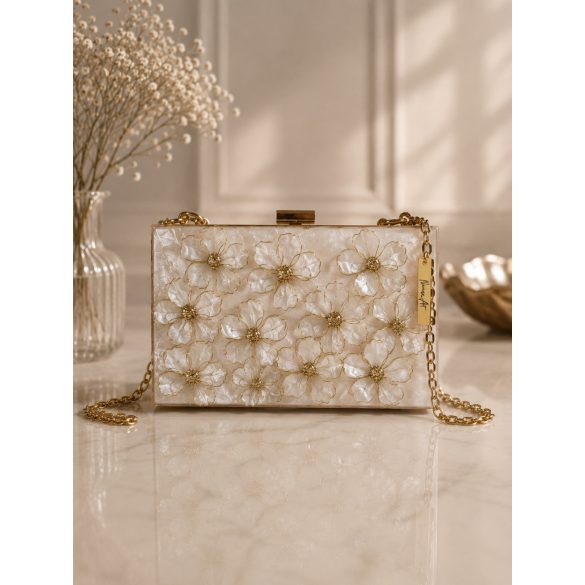 "Fehér-arany 3D-s epoxi gyanta clutch táska"#14
