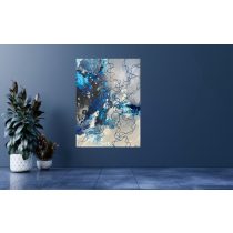   " Ezüst&Kék jeges fuvallat fluid art absztrakt festmény " #06