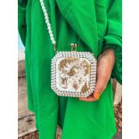 "Arany-fehér gyöngyös epoxi gyanta táska" #01