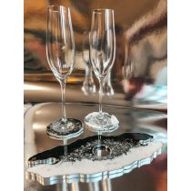   "Fehér-fekete pezsgőspohár szett pohártartóval" #12