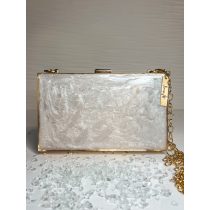 "Fehér márványos epoxi gyanta clutch táska"#23