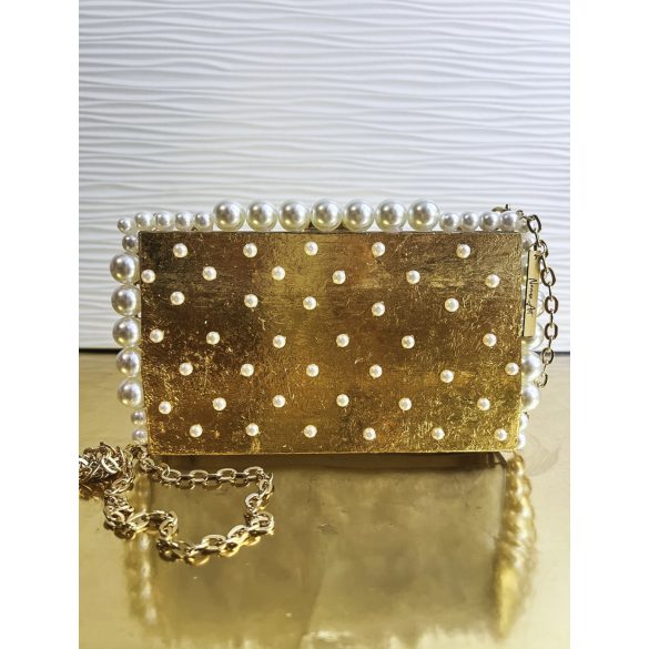 "Arany epoxi gyanta fedésű gyöngyös táska"#26