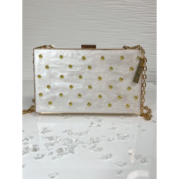"Fehér-arany félgyöngyös epoxi gyanta clutch táska"#33