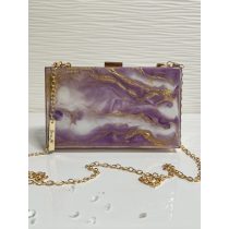 "Arany-fehér-lila epoxi gyanta clutch táska"#35