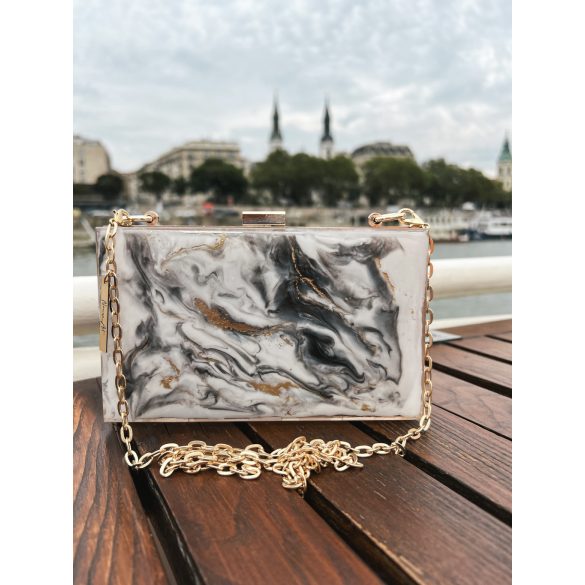 "Fehér-fekete-arany epoxi gyanta clutch táska"#37