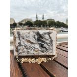 "Fehér-fekete-arany epoxi gyanta clutch táska"#37