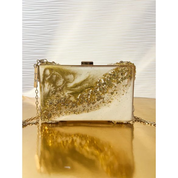"Arany-fehér csillogós epoxi gyanta fedésű clutch táska ajándék nőknek"#38