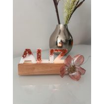   "Anyák napi neves feliratos világító dekor lámpa epoxi gyantából rose gold színben, virággal díszítve"#03