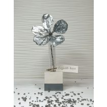   "Anyák napi kocka virágtartó epoxi gyanta virággal ezüst színnel - LEgjobb anya felirattal"#01