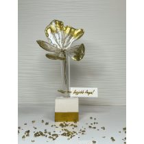   "Anyák napi kocka virágtartó epoxi gyanta virággal arany színben - Legjobb Anya felirattal"#02