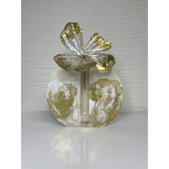 "Anyák napi akril gyanta virágtartó arany-fehér színben- Legjobb Anya felirattal, epoxi gyanta virággal"#02