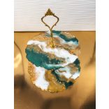 "Fehér-arany-zöld 2 emeletes epoxi gyanta sütis kínálótál"#05