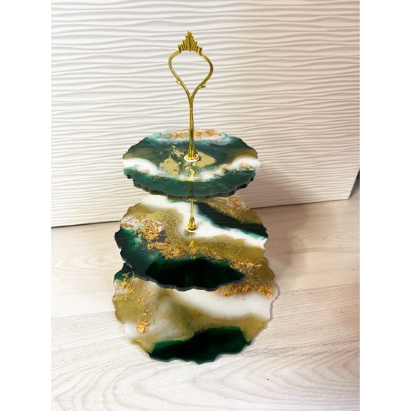 " Zöld-arany 3 emeletes epoxi gyanta kínálótal " #02