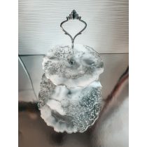   "Ezüst-fehér 3 emeletes epoxi gyanta sütis kínálótál" #05