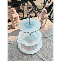   "Fehér- lila csillogó 3 emeletes epoxi gyanta kínálótál"#07