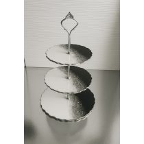    " Ezüst-fehér-fekete 3 emeletes epoxi gyanta kínálótál " #08