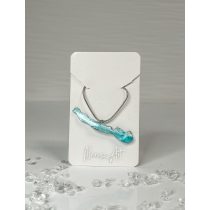   "Türkíz-fehér epoxi gyanta balaton formájú nyaklánc"#04