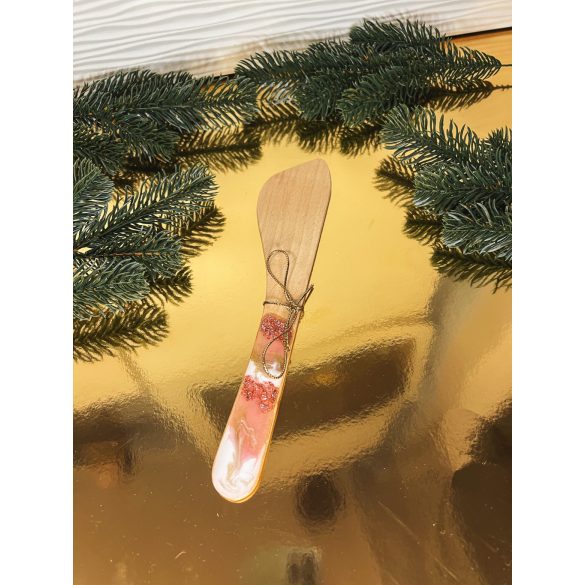 "Rosegold metál csillogós epoxi gyanta fedésű fakanál, ajándék nőknek"#02