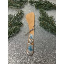   "Kék-fehér metál csillogós epoxi gyanta fedésű fakanál, ajándék nőknek"#04