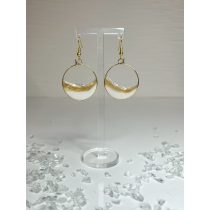   "Arany-fehér epoxi gyanta kör alakú női fülbevaló"#01