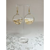   "Arany-fehér epoxi gyanta kör alakú női elegáns fülbevaló"#02