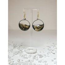   "Arany-fekete epoxi gyanta kör alakú női elegáns fülbevaló"#4