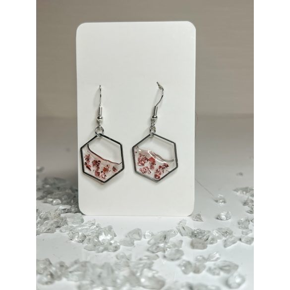 "Rosegold-átlátszór epoxi gyanta hatszög alakú női elegáns fülbevaló"#