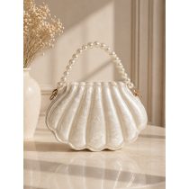   "Arany-Fehér márvány epoxi gyanta kagyló formájú clutch táska"#01
