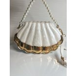 "Fehér-arany epoxi gyanta kagyló formájú clutch táska"#03