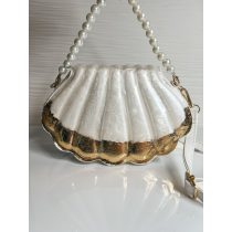   "Fehér-arany epoxi gyanta kagyló formájú clutch táska"#03
