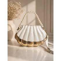  "Arany-Fehér epoxi gyanta kagyló formájú clutch táska"#03
