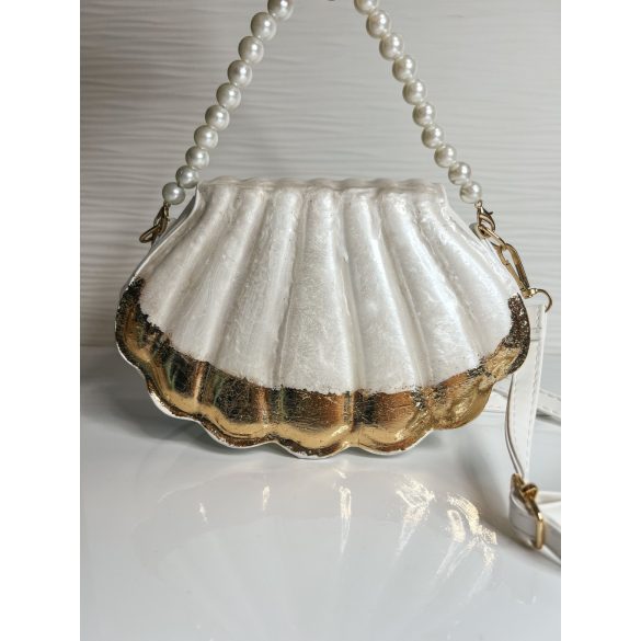 "Fehér-arany epoxi gyanta kagyló formájú clutch táska"#03