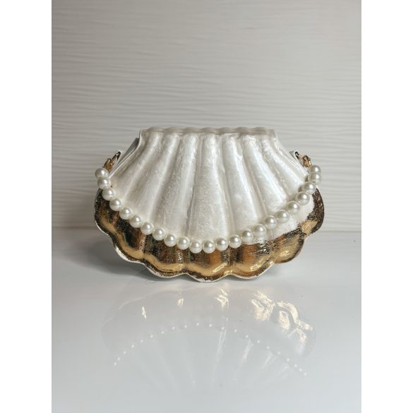 "Fehér-arany epoxi gyanta kagyló formájú clutch táska"#03