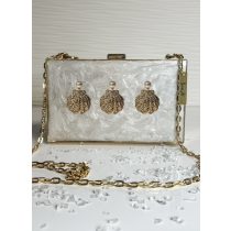   "Arany-gyöngyház epoxi gyanta fedésű, kagyló díszítésű elegáns női clutch táska"#15