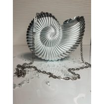   "Ezüst-gyönygház epoxi gyanta fedésű, kagyló formájú elegáns női clutch táska"#19