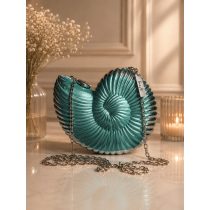   "Ezüst-türkíz epoxi gyanta fedésű, kagyló díszítésű elegáns női clutch táska"#20