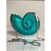   "Arany-sötét türkíz epoxi gyanta fedésű, kagyló díszítésű elegáns női clutch táska"#21