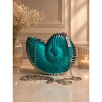  "Ezüst-sötét türkíz epoxi gyanta fedésű, kagyló díszítésű elegáns női clutch táska"#21